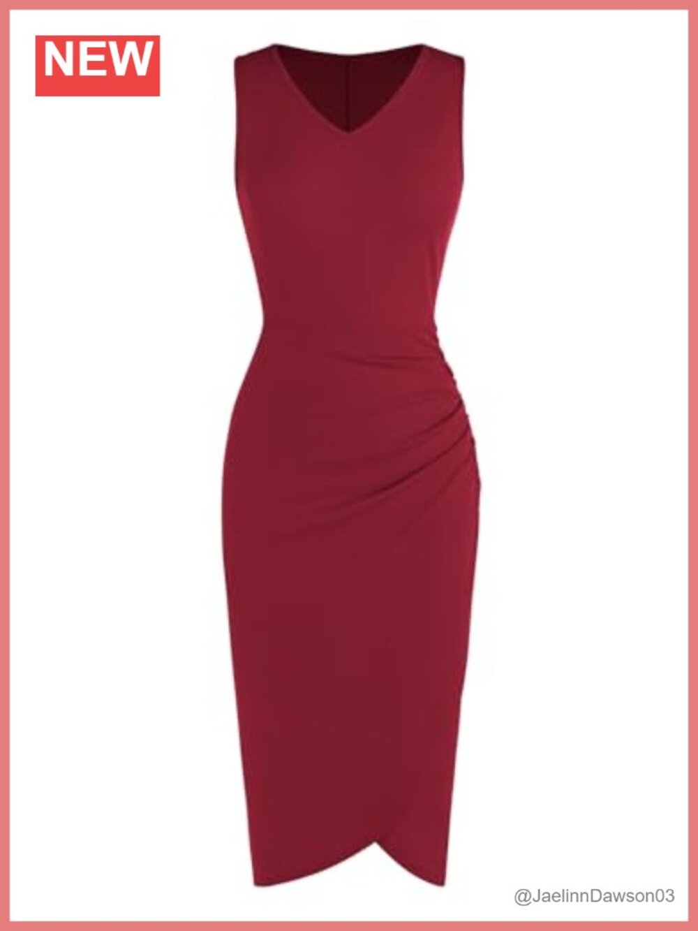 ZAFUL Women's Bodycon Midi Dress V-Neck Ruched Sleeveless Cocktail Party